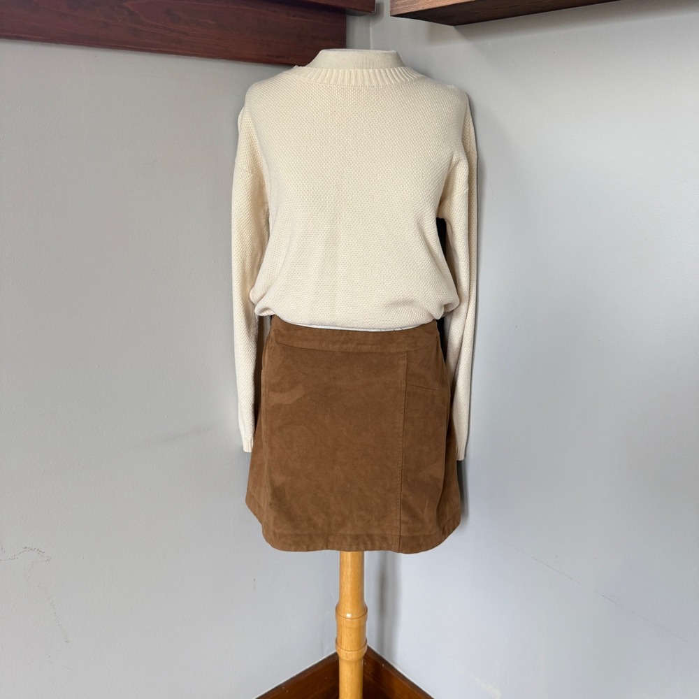 Abercrombie &‎ Fitch Brown Vegan Suede A Line Mini Skirt Size 2 Indie Boho